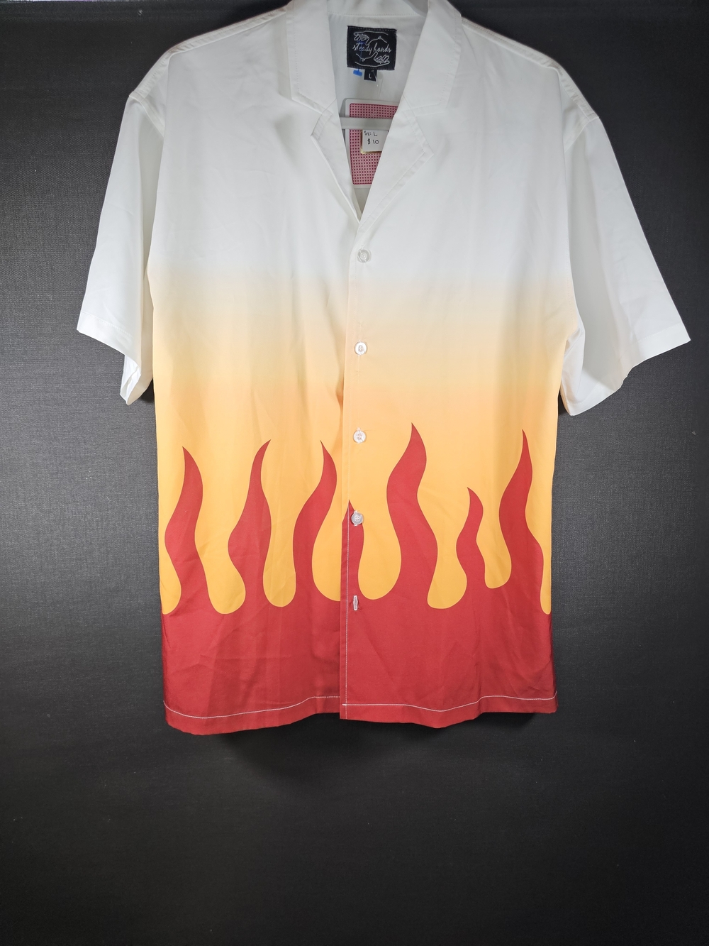 White to Red Gradient Flame Short-Sleeve Shirt
